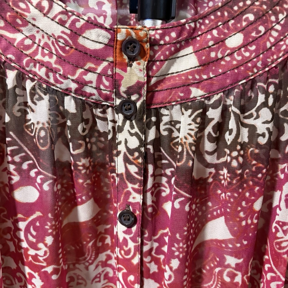 Fairycore East 5th Woman Blouse Orange Pink Elastic Waist Boho Peasant Top 1X - Picture 11 of 11